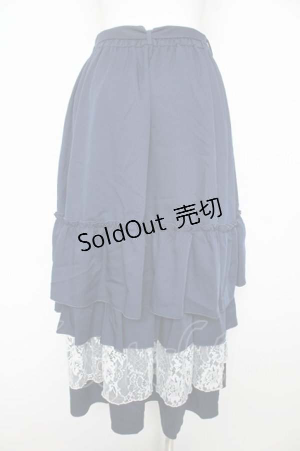 画像2: axes femme / レース使いティアードスカート F 紺 Y-26-02-17-248-AX-SK-SZ-ZY (2)