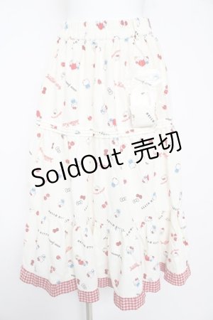 画像: axes femme / ハローキティプリントスカート F 生成り Y-26-02-17-262-AX-SK-SZ-ZY