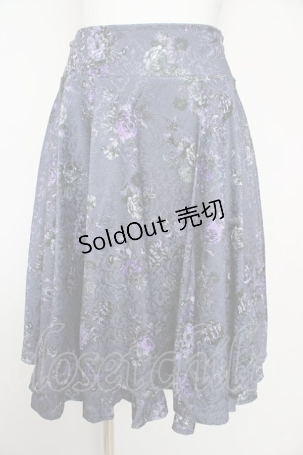 画像1: axes femme kawaii / クラシックブーケ柄スカート M パープル Y-26-02-17-263-AX-SK-SZ-ZY (1)