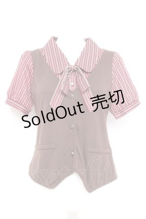 画像: axes femme / ストライプブラウス風プルオーバー  ブラウン Y-26-02-17-023-AX-TO-SZ-ZY