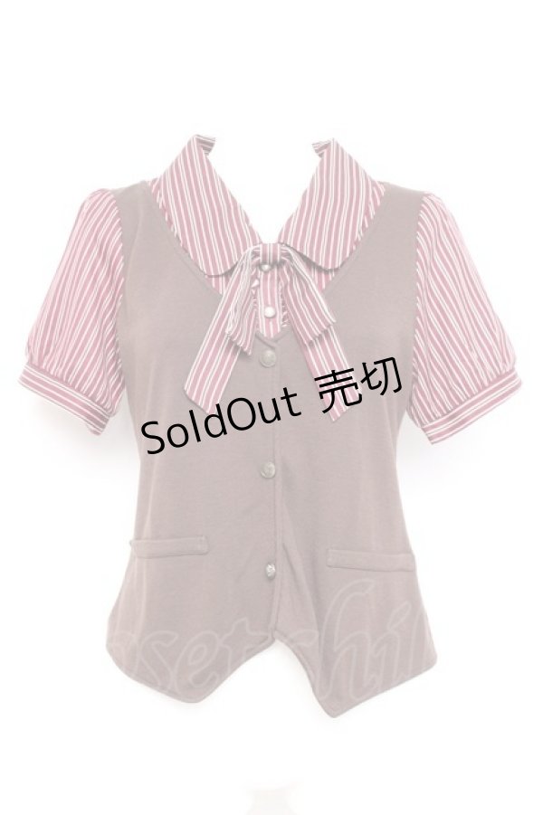 画像1: axes femme / ストライプブラウス風プルオーバー  ブラウン Y-26-02-17-023-AX-TO-SZ-ZY (1)