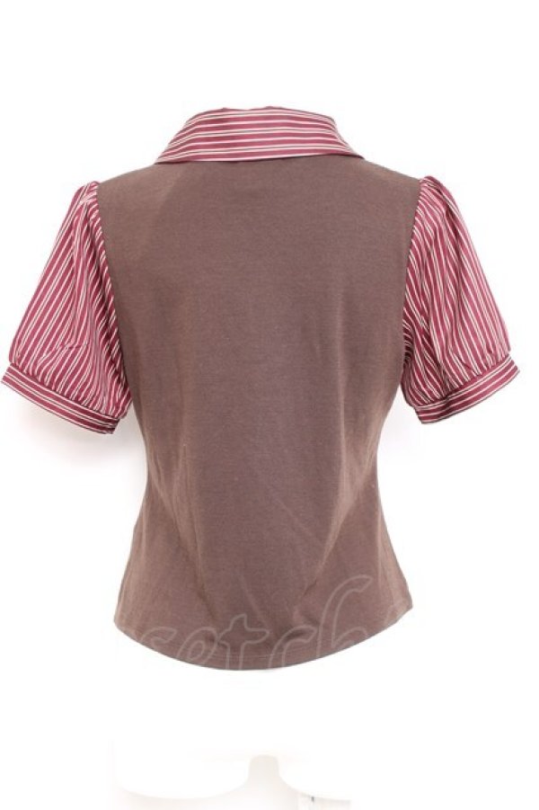 画像2: axes femme / ストライプブラウス風プルオーバー  ブラウン Y-26-02-17-023-AX-TO-SZ-ZY (2)