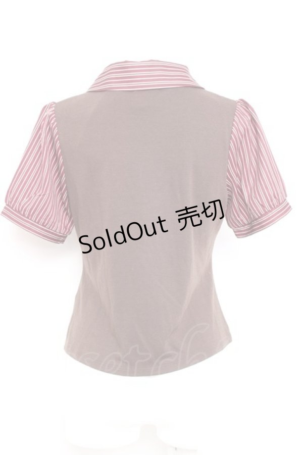 画像2: axes femme / ストライプブラウス風プルオーバー  ブラウン Y-26-02-17-023-AX-TO-SZ-ZY (2)