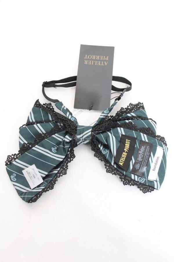 画像2: ATELIER PIERROT / ハリー・ポッター トリプルリボンタイ  スリザリン/グリーン Y-26-02-17-004-EL-ZA-SZ-ZY (2)