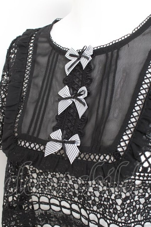 画像3: axes femme kawaii / 総ースブラウス  黒 Y-26-02-19-023-AX-BL-SZ-ZY (3)