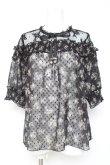 画像1: axes femme / 肩レースバラシフォンブラウス  黒 Y-26-02-19-024-AX-BL-SZ-ZY (1)
