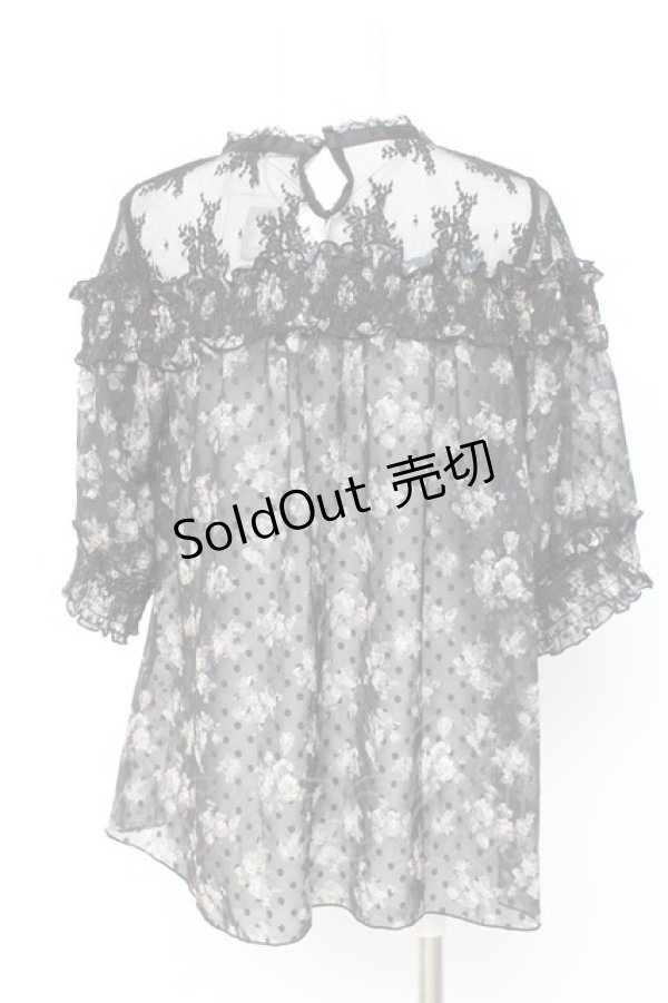 画像2: axes femme / 肩レースバラシフォンブラウス  黒 Y-26-02-19-024-AX-BL-SZ-ZS (2)