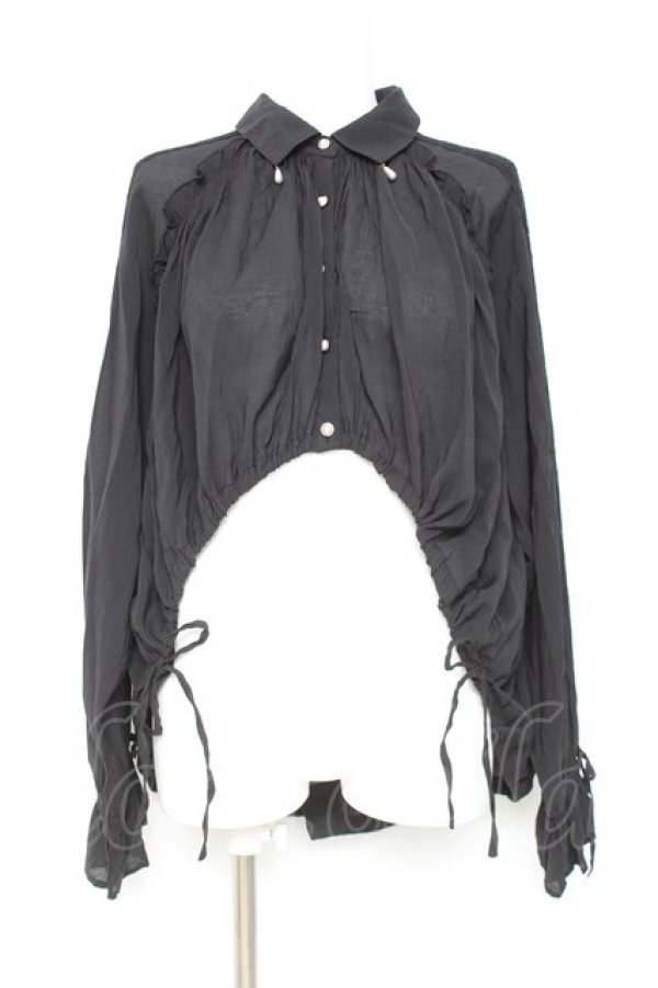 画像1: axes femme / イレヘム×ボリュームシャツ F 黒 Y-26-02-19-025-AX-BL-SZ-ZY (1)