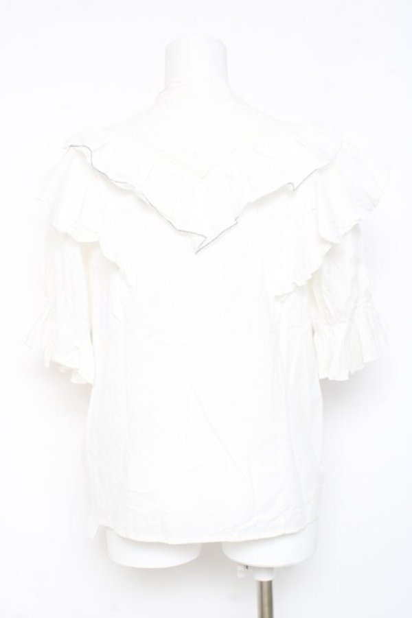 画像2: axes femme / リボンデザインコットンブラウス F 白 Y-26-02-19-027-AX-BL-SZ-ZY (2)