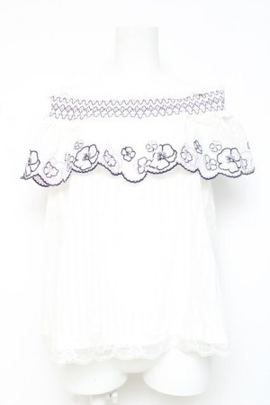 画像: axes femme / スモッキング刺繍入りBL M キナリ Y-26-02-19-028-AX-BL-SZ-ZY