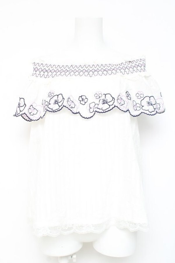 画像1: axes femme / スモッキング刺繍入りBL M キナリ Y-26-02-19-028-AX-BL-SZ-ZY (1)