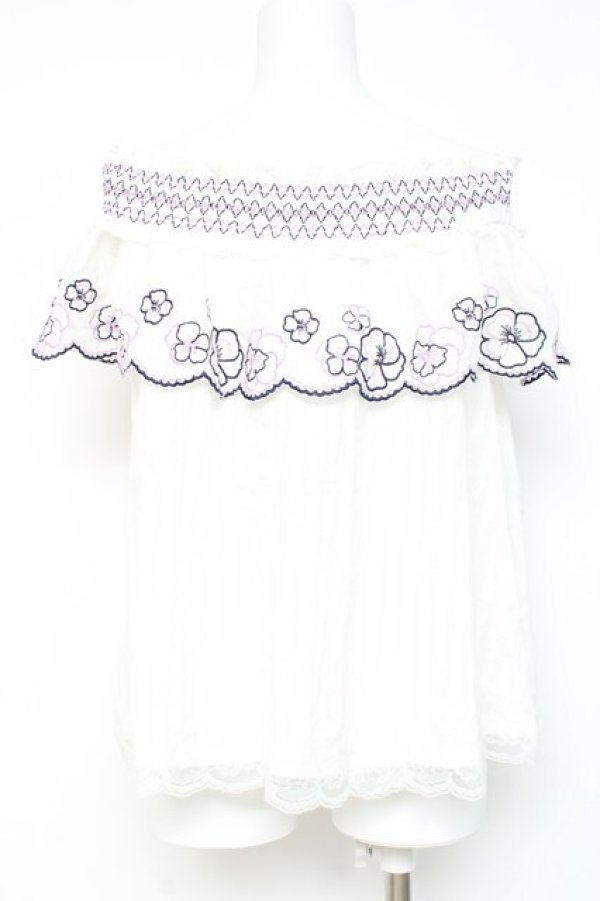 画像2: axes femme / スモッキング刺繍入りBL M キナリ Y-26-02-19-028-AX-BL-SZ-ZY (2)