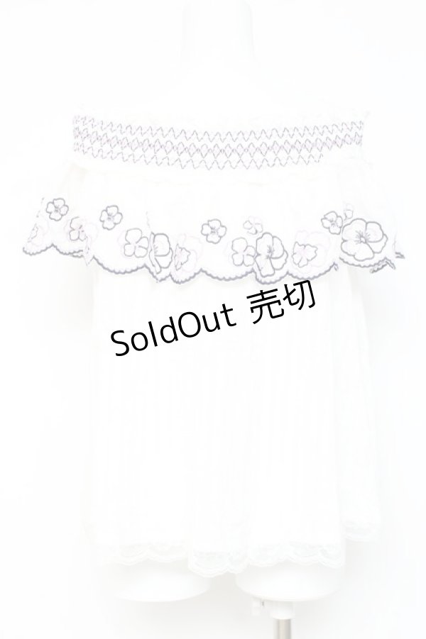 画像2: axes femme / スモッキング刺繍入りBL M キナリ Y-26-02-19-028-AX-BL-SZ-ZS (2)