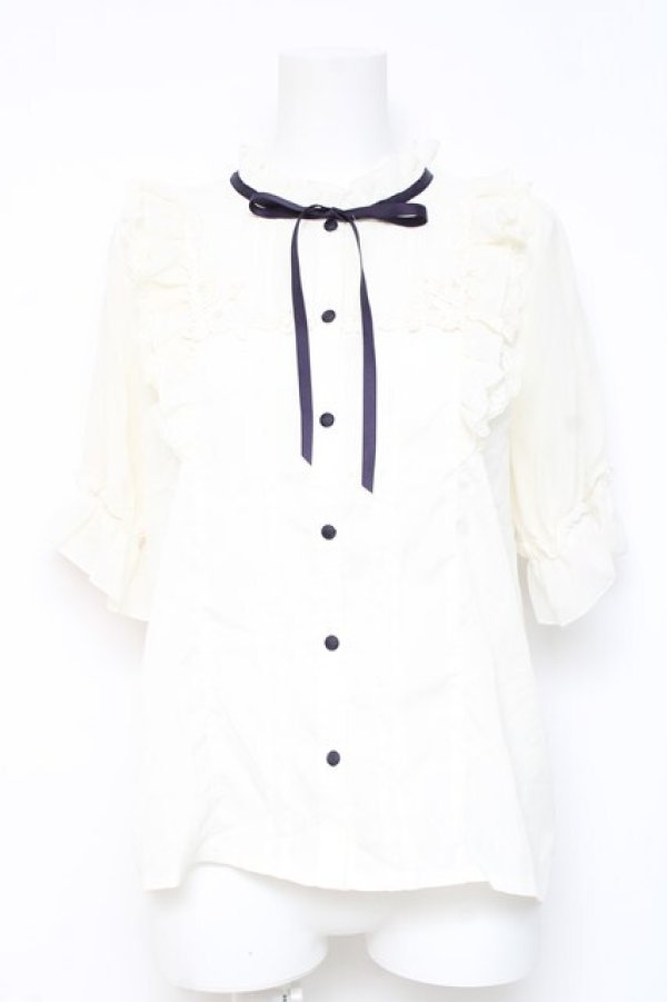 画像1: axes femme / 肩フリルブラウス M 生成り Y-26-02-19-029-AX-BL-SZ-ZY (1)