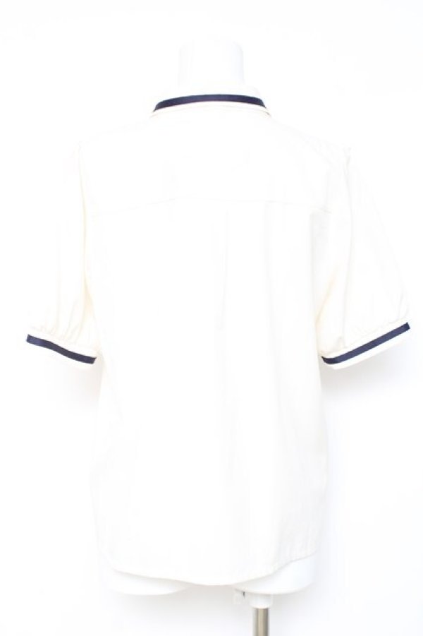 画像2: axes femme / ミリタリー風タイ付ブラウス M 紺 Y-26-02-19-030-AX-BL-SZ-ZY (2)