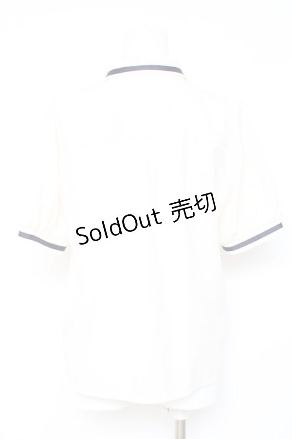 画像2: axes femme / ミリタリー風タイ付ブラウス M 紺 Y-26-02-19-030-AX-BL-SZ-ZY (2)