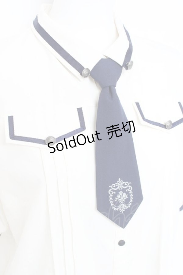 画像3: axes femme / ミリタリー風タイ付ブラウス M 紺 Y-26-02-19-030-AX-BL-SZ-ZY (3)