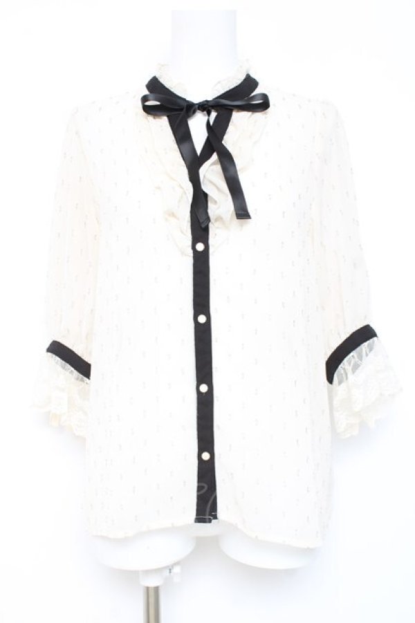 画像1: axes femme POETIQUE / ラメドット楊柳ブラウス  生成り Y-26-02-19-031-AX-BL-SZ-ZY (1)