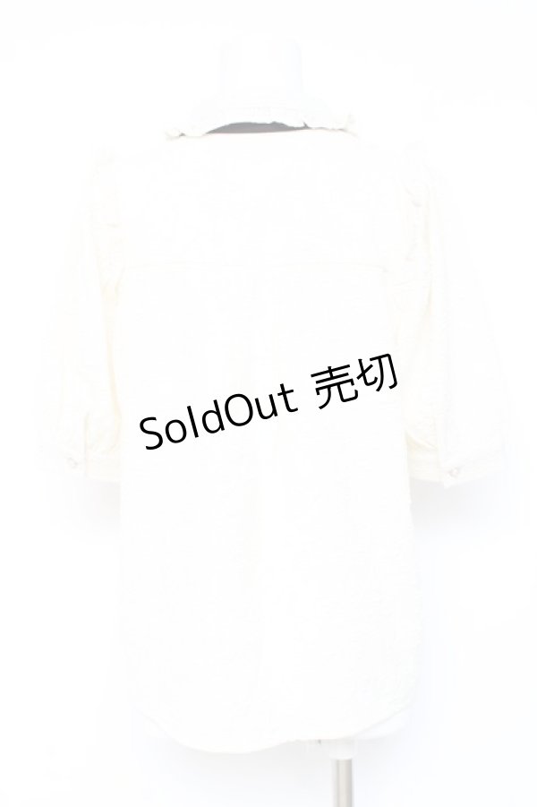 画像2: axes femme POETIQUE / ローズふくれジャガードブラウス M 生成り Y-26-02-19-032-AX-BL-SZ-ZS (2)