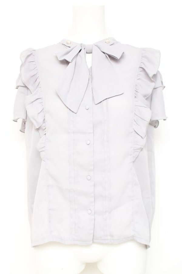 画像1: axes femme POETIQUE / 2wayボウタイブラウス  ブルーグレー Y-26-02-19-034-AX-BL-SZ-ZY (1)