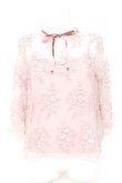 画像1: axes femme / キャミ付き立体レース七分袖プルオーバー M ピンク Y-26-02-19-035-AX-BL-SZ-ZY (1)