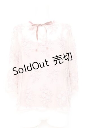 画像: axes femme / キャミ付き立体レース七分袖プルオーバー M ピンク Y-26-02-19-035-AX-BL-SZ-ZS