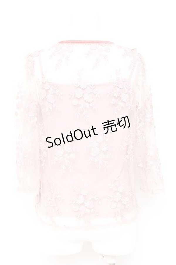 画像2: axes femme / キャミ付き立体レース七分袖プルオーバー M ピンク Y-26-02-19-035-AX-BL-SZ-ZS (2)