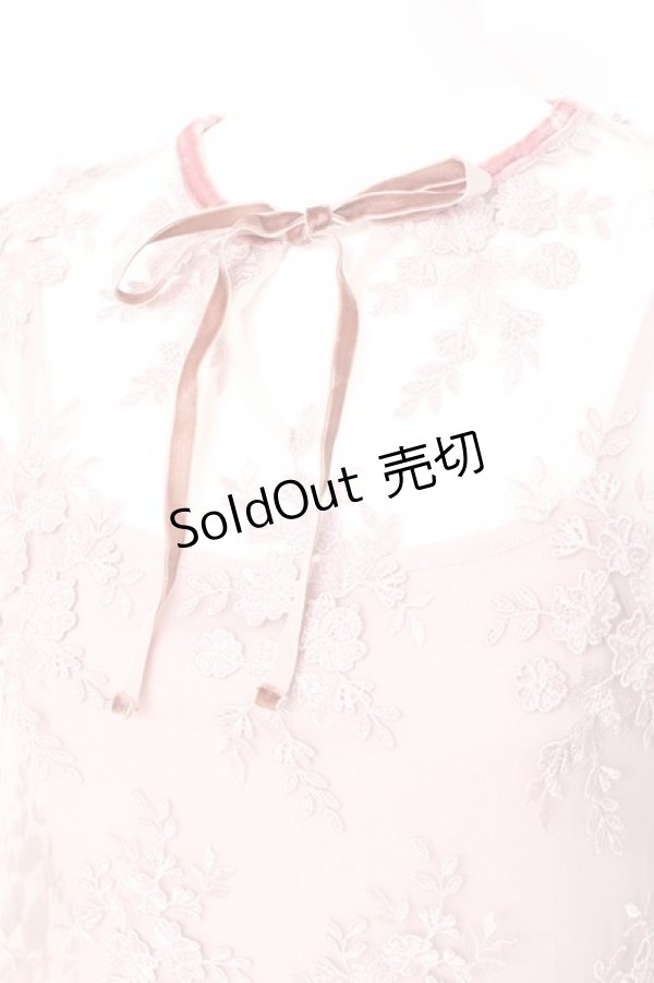 画像3: axes femme / キャミ付き立体レース七分袖プルオーバー M ピンク Y-26-02-19-035-AX-BL-SZ-ZS (3)