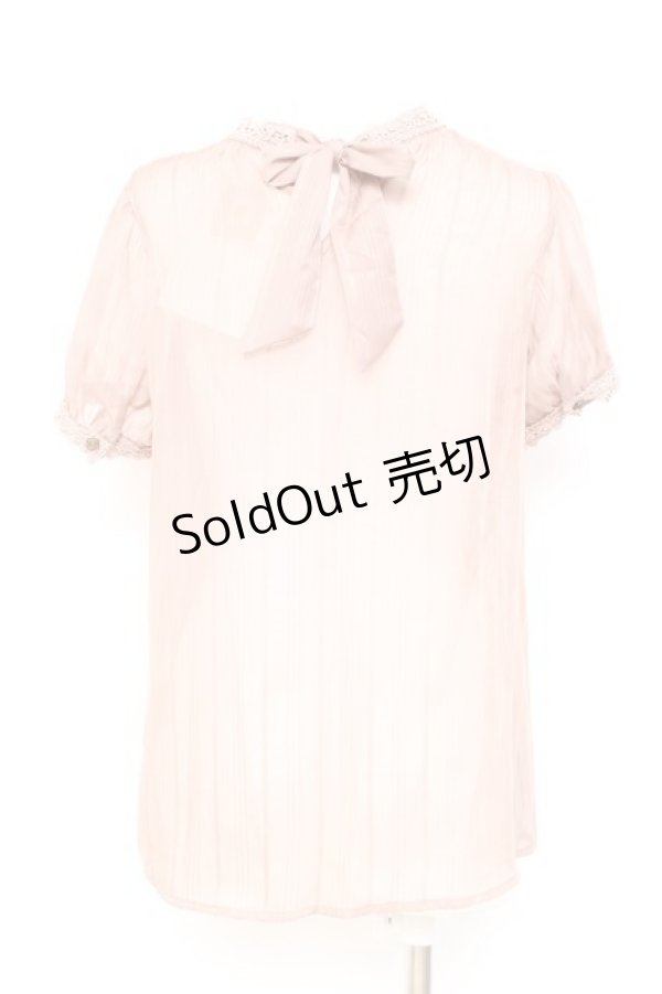 画像2: axes femme / モチーフレース付きブラウス M 淡ピンク Y-26-02-19-036-AX-BL-SZ-ZY (2)