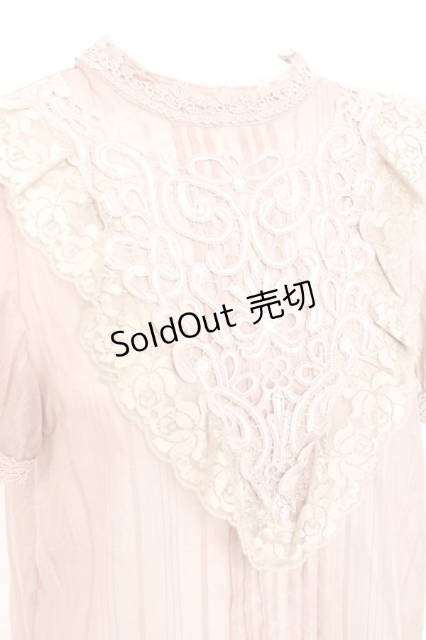 画像3: axes femme / モチーフレース付きブラウス M 淡ピンク Y-26-02-19-036-AX-BL-SZ-ZY (3)