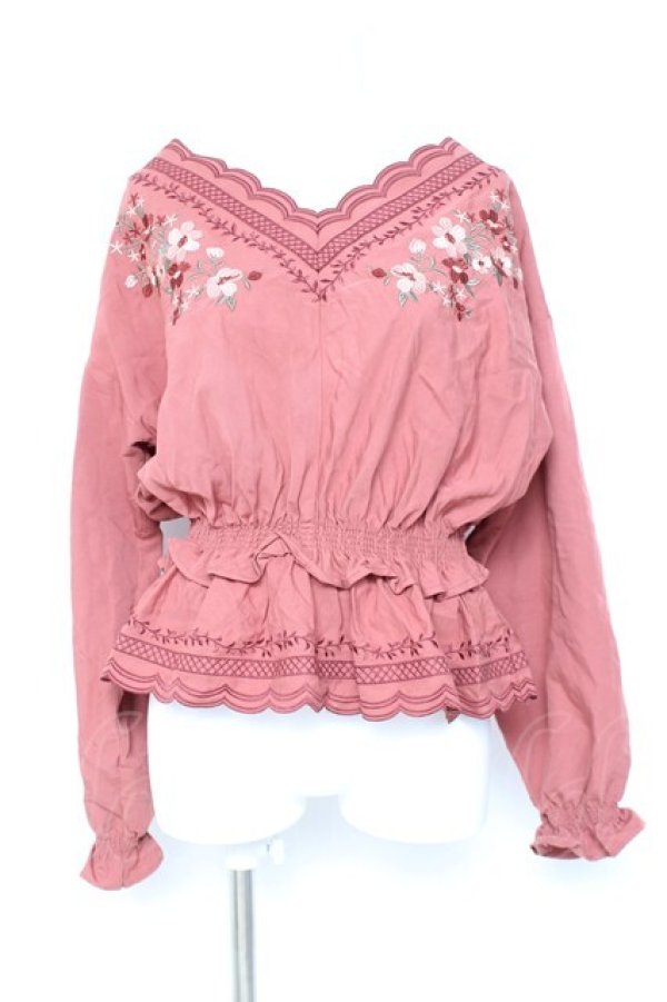 画像1: axes femme / スカラップ刺繍トップス M 赤 Y-26-02-19-039-AX-TO-SZ-ZY (1)