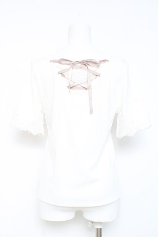 画像2: axes femme / バックレースアップリブプルオーバー M 白 Y-26-02-19-041-AX-TO-SZ-ZY (2)