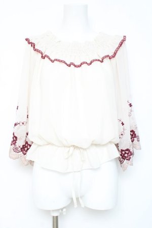 画像: axes femme / 刺繍入りオフショルブラウス M 生成り Y-26-02-19-043-AX-TO-SZ-ZY