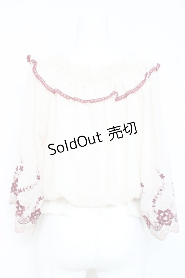 画像2: axes femme / 刺繍入りオフショルブラウス M 生成り Y-26-02-19-043-AX-TO-SZ-ZY (2)