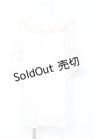 画像: axes femme / 刺繍袖楊柳シフォンチュニック M 生成り Y-26-02-19-044-AX-OP-SZ-ZS