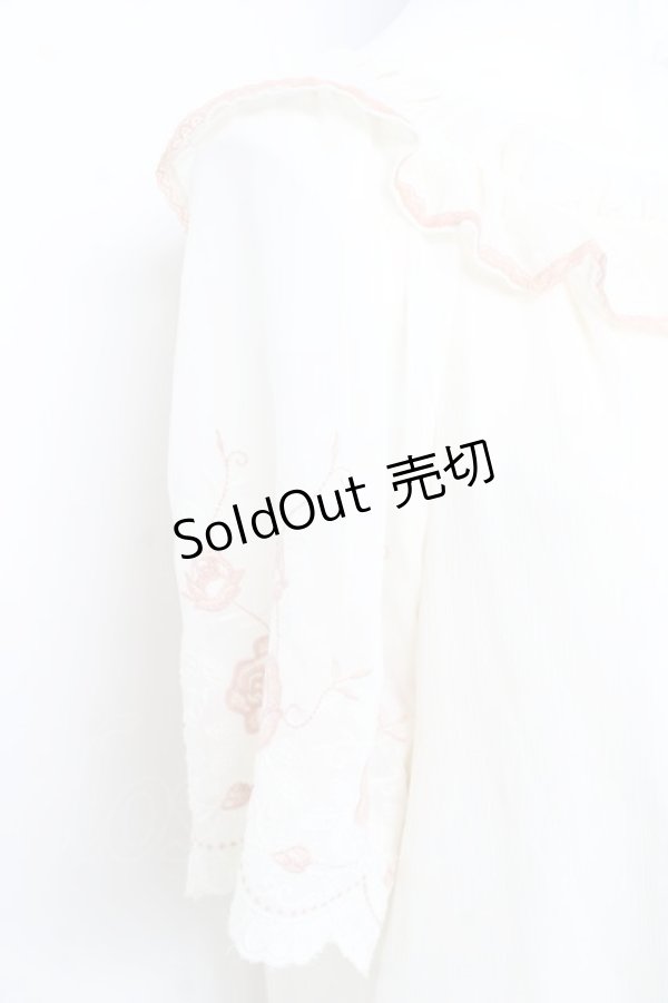 画像3: axes femme / 刺繍袖楊柳シフォンチュニック M 生成り Y-26-02-19-044-AX-OP-SZ-ZS (3)