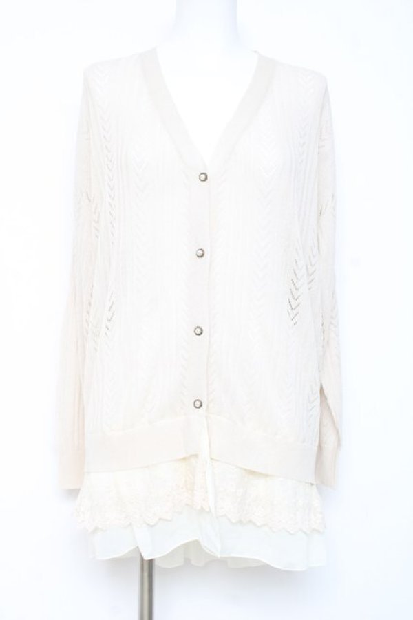 画像1: axes femme / 透かしニットカーディガン M 生成り Y-26-02-19-045-AX-TO-SZ-ZY (1)