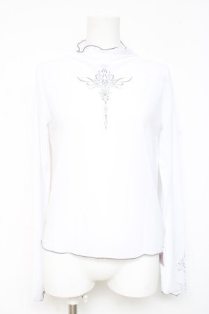 画像: axes femme POETIQUE / ロータスタトゥー風シアープルオーバー M 白 Y-26-02-19-052-AX-TO-SZ-ZY