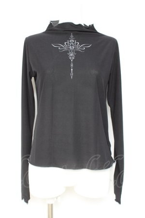 画像: axes femme POETIQUE / ロータスタトゥー風シアープルオーバー M 黒 Y-26-02-19-053-AX-TO-SZ-ZY