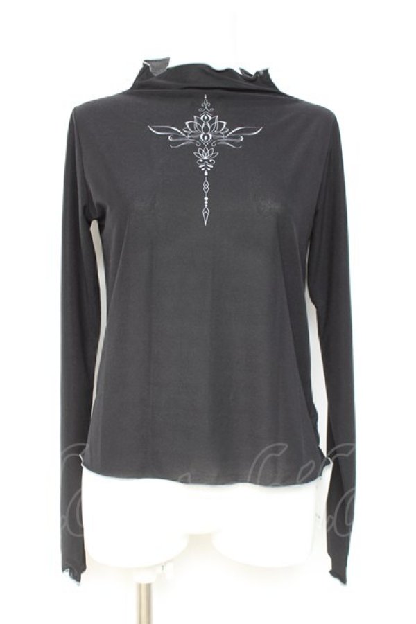 画像1: axes femme POETIQUE / ロータスタトゥー風シアープルオーバー M 黒 Y-26-02-19-053-AX-TO-SZ-ZY (1)