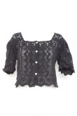 画像1: axes femme POETIQUE / ケミカルレースショートカーディガン  黒 Y-26-02-19-054-AX-TO-SZ-ZY (1)