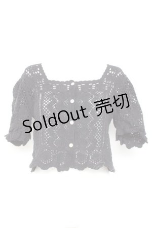 画像: axes femme POETIQUE / ケミカルレースショートカーディガン  黒 Y-26-02-19-054-AX-TO-SZ-ZY