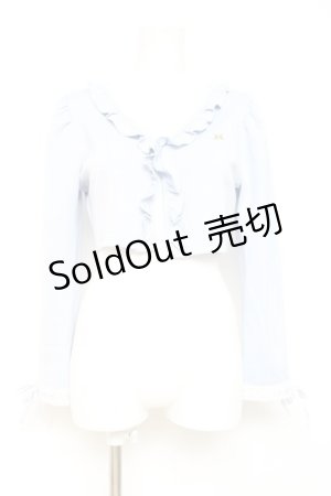 画像: axes femme POETIQUE / フリルクロップドカットカーディガン  サックス Y-26-02-19-056-AX-TO-SZ-ZY