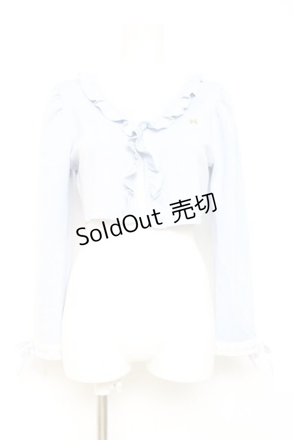 画像1: axes femme POETIQUE / フリルクロップドカットカーディガン  サックス Y-26-02-19-056-AX-TO-SZ-ZY (1)