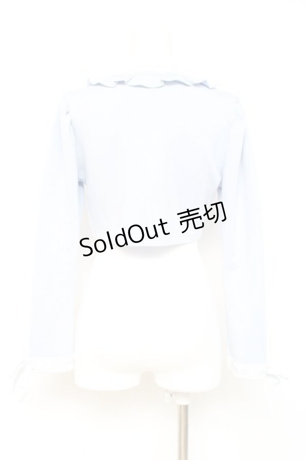 画像2: axes femme POETIQUE / フリルクロップドカットカーディガン  サックス Y-26-02-19-056-AX-TO-SZ-ZY (2)