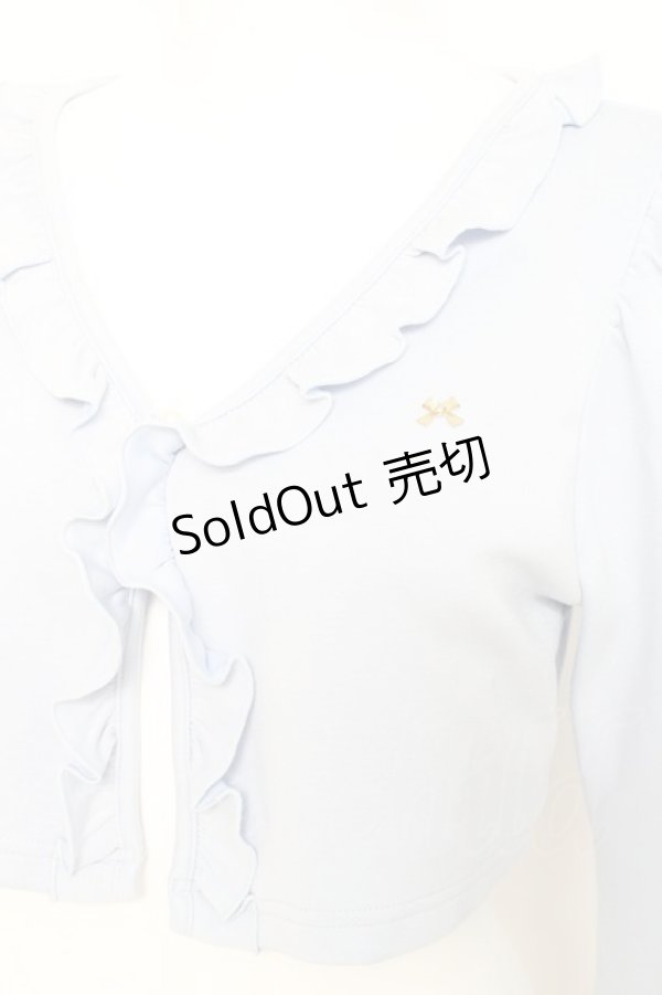 画像4: axes femme POETIQUE / フリルクロップドカットカーディガン  サックス Y-26-02-19-056-AX-TO-SZ-ZY (4)