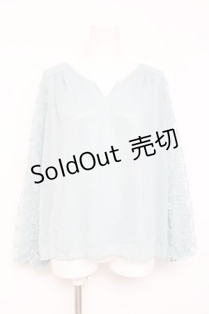 画像: axes femme / パール金具付袖レースプルオーバー M グリーン Y-26-02-19-057-AX-TO-SZ-ZS