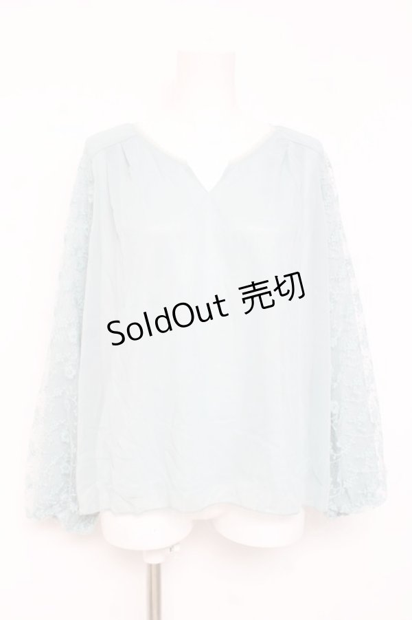 画像1: axes femme / パール金具付袖レースプルオーバー M グリーン Y-26-02-19-057-AX-TO-SZ-ZS (1)