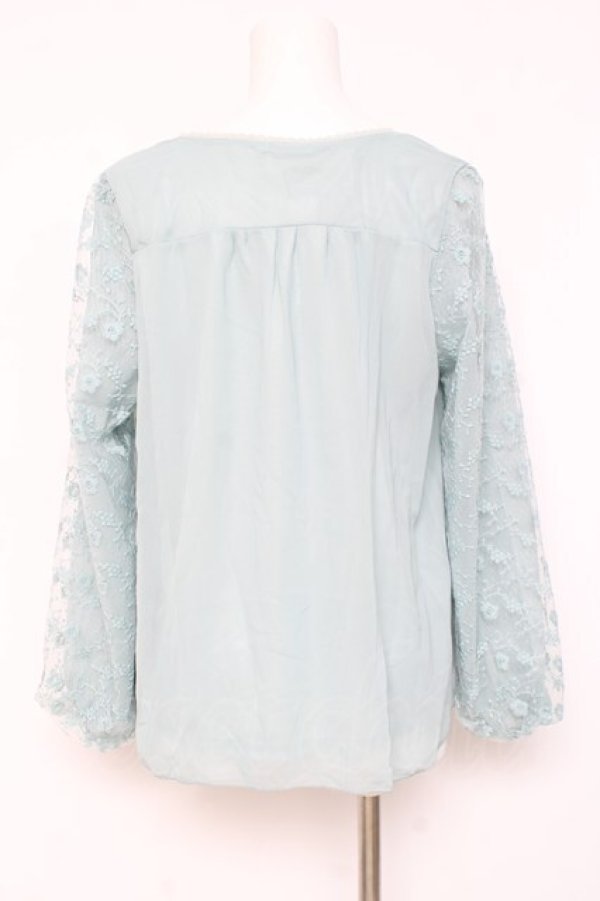 画像2: axes femme / パール金具付袖レースプルオーバー M グリーン Y-26-02-19-057-AX-TO-SZ-ZY (2)