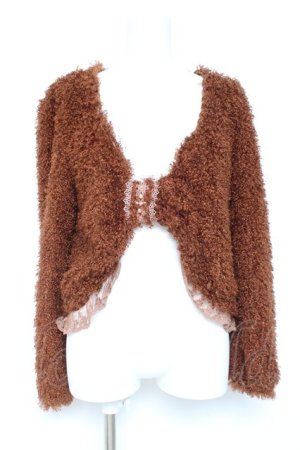 画像: axes femme / リボン形ファーボレロ M 茶 Y-26-02-19-059-AX-TO-SZ-ZY